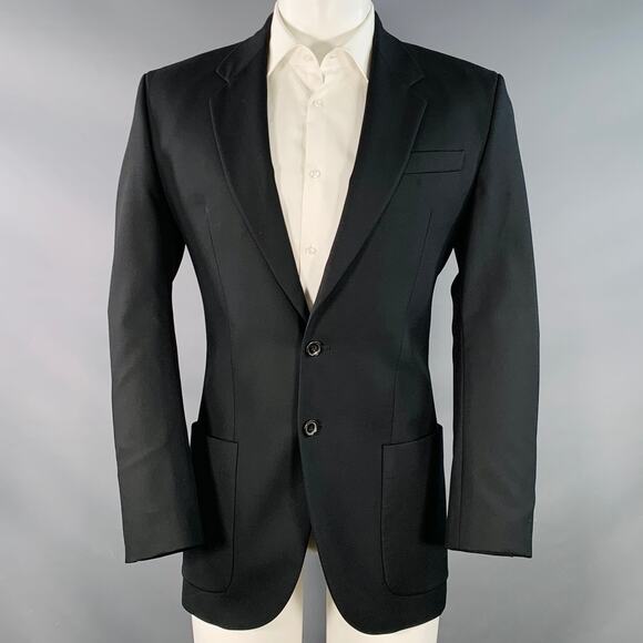 JOHN GALLIANO Size 40 Black Rhinestone Skull Virgin Wool Sport Coat - Picture 1 of 10